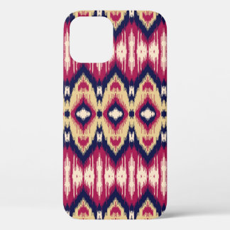 Ethnic pink blue ikat chevron pattern background T iPhone 12 Case