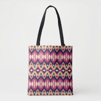 Ethnic pink blue ikat chevron pattern background T Tote Bag