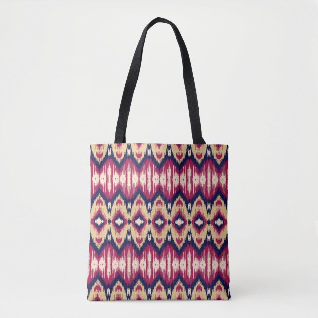 Ethnic pink blue ikat chevron pattern background T Tote Bag (Front)