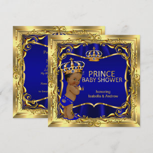 Ethnic Prince Baby Shower Boy Blue Gold Invitation