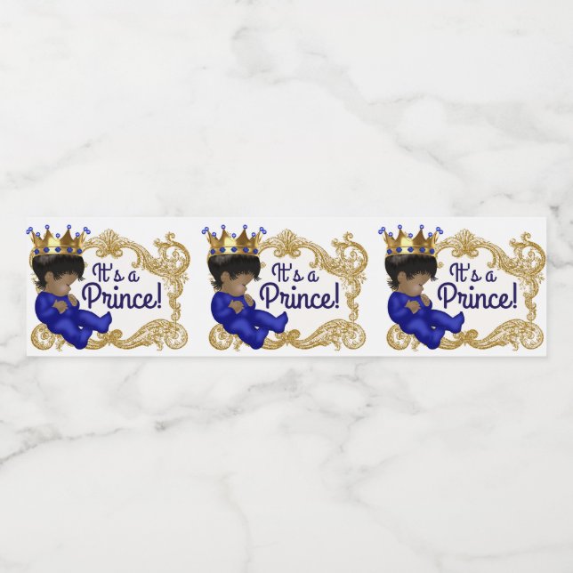 Ethnic Prince Baby Shower Water Bottle Labels (Single Label)
