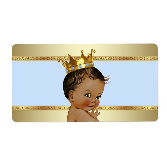 Ethnic Prince Boy Baby Shower Water Bottle Label (Front)