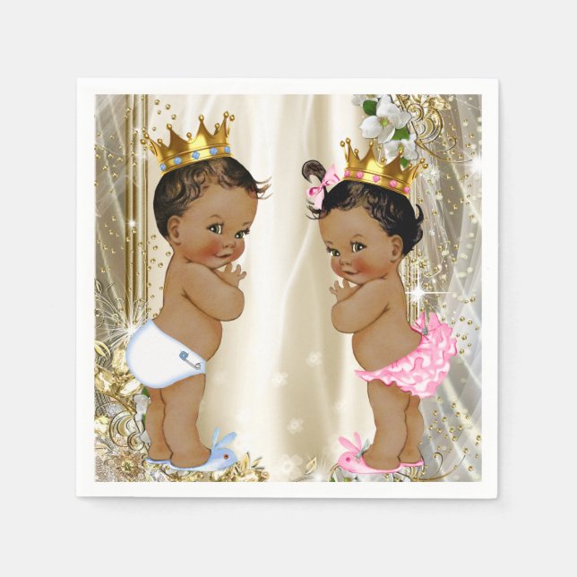 Ethnic Prince Princess Baby Shower Napkin (Front)