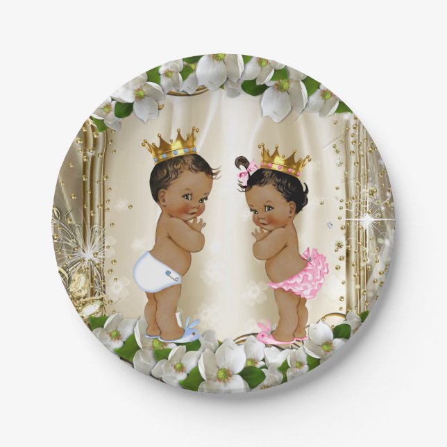 Ethnic Prince Princess Baby Shower Paper Plate (Front)