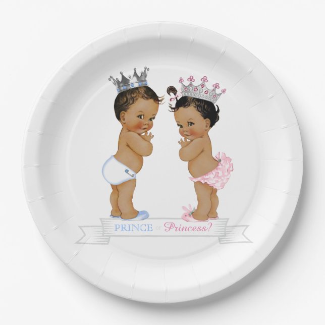 Ethnic Prince Princess Baby Shower Paper Plate (Front)