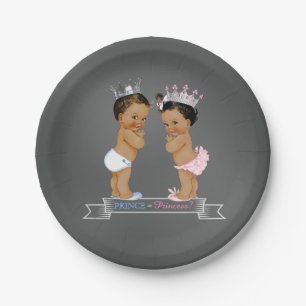 Ethnic Prince Princess Chalk Baby Shower Paper Plate