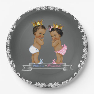 Ethnic Prince Princess Chalkboard Baby Shower Paper Plate