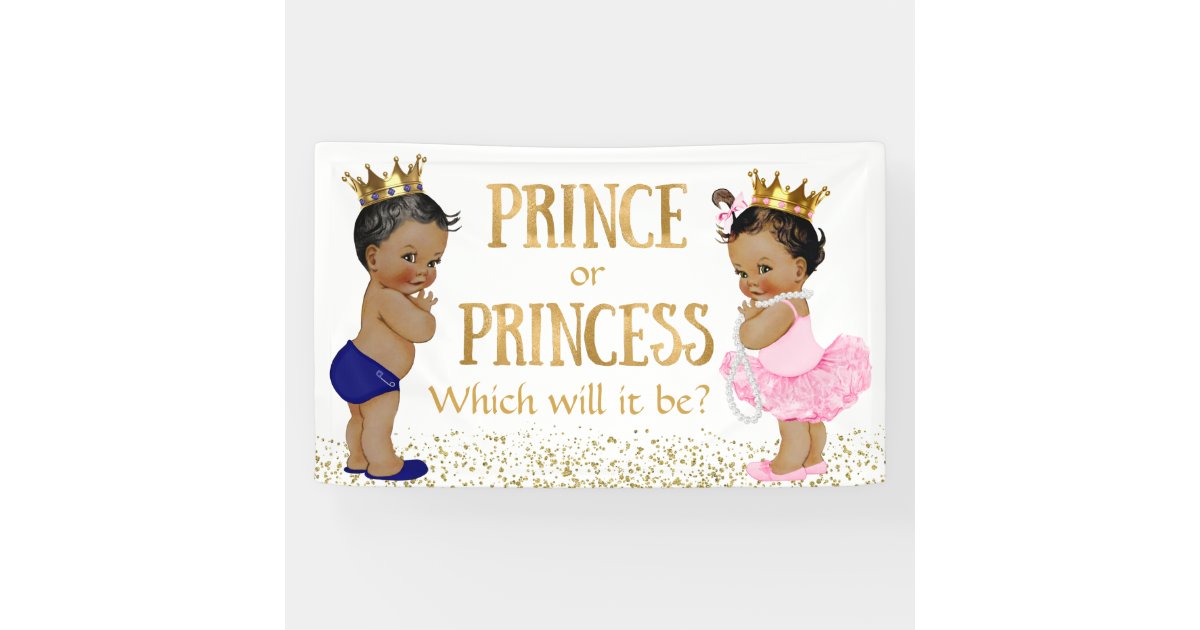 Ethnic Prince Princess Gender Reveal Baby Shower Banner ...