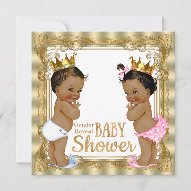 Ethnic Prince Princess Gender Reveal Baby Shower Invitation (Front)