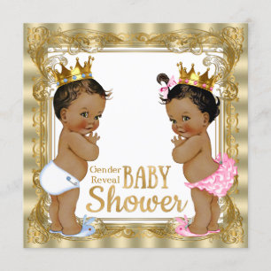 Ethnic Prince Princess Gender Reveal Baby Shower Invitation