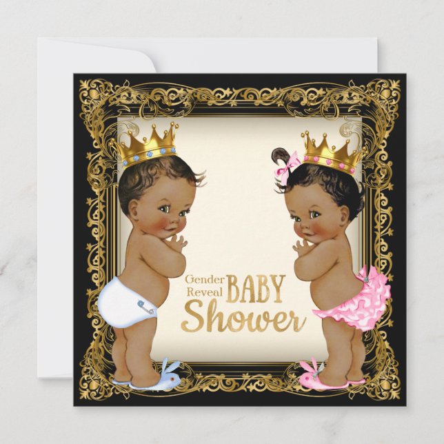 Ethnic Prince Princess Gender Reveal Baby Shower Invitation (Front)