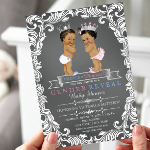 Ethnic Prince Princess Gender Reveal Baby Shower Invitation