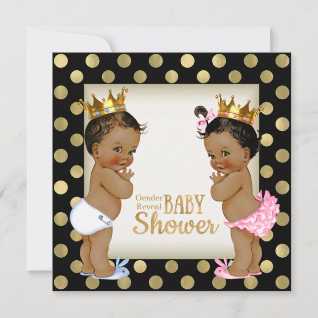 Ethnic Prince Princess Gender Reveal Baby Shower Invitation (Front)