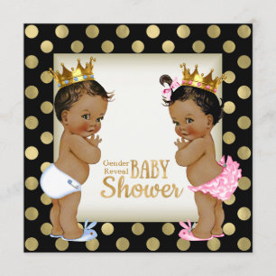 Ethnic Prince Princess Gender Reveal Baby Shower Invitation