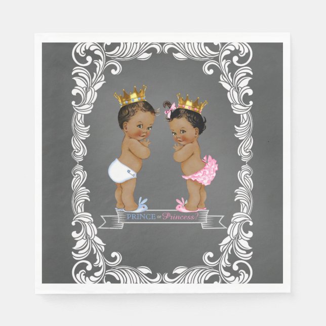 Ethnic Prince Princess Gender Reveal Napkin (Front)