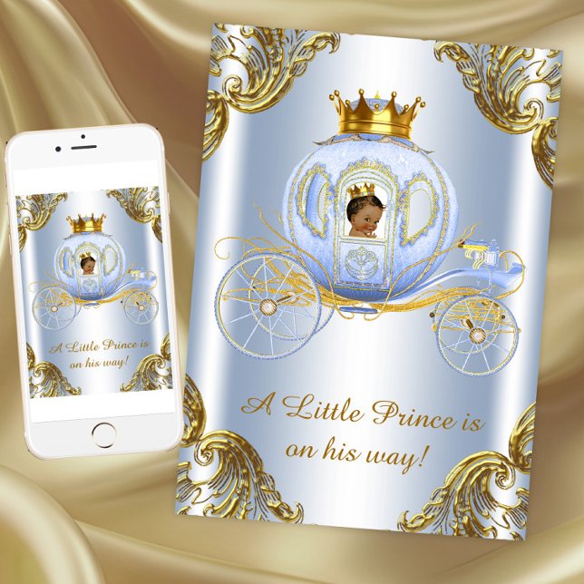 Ethnic Prince Royal Carriage Prince Baby Shower Invitation (Prince Royal Baby Shower Invitation. Instant download and printed invitations available.)