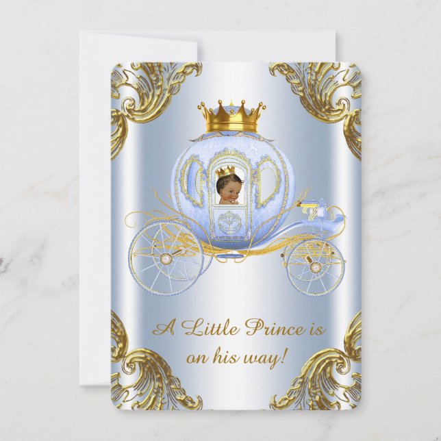 Ethnic Prince Royal Carriage Prince Baby Shower Invitation (Front)