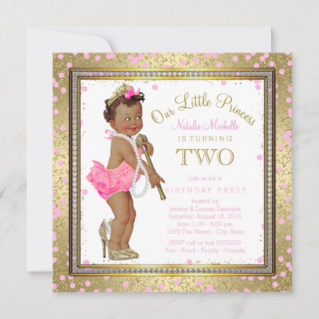 Ethnic Princess 2nd Birthday Party Invitation (Front)
