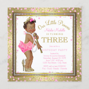 Ethnic Princess 3rd Birthday Party Invitation