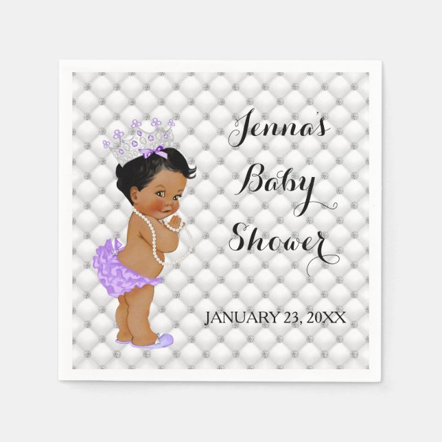 Ethnic Princess Baby Girl Diamonds Lavender Napkin (Front)