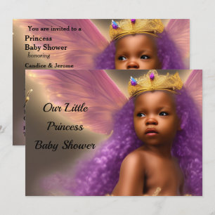 Ethnic Princess Baby Shower butterfly purple 2 Invitation