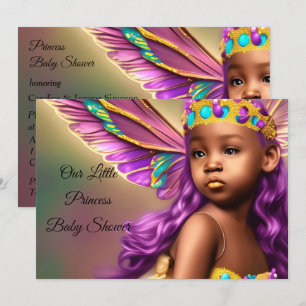 Ethnic Princess Baby Shower butterfly purple Invitation