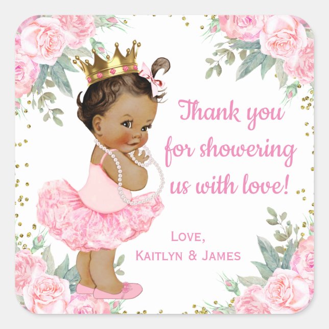 Ethnic Princess Baby Shower Favour Stickers (Front)