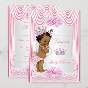 Ethnic Princess Baby Shower Girl Pink Silk Invitation