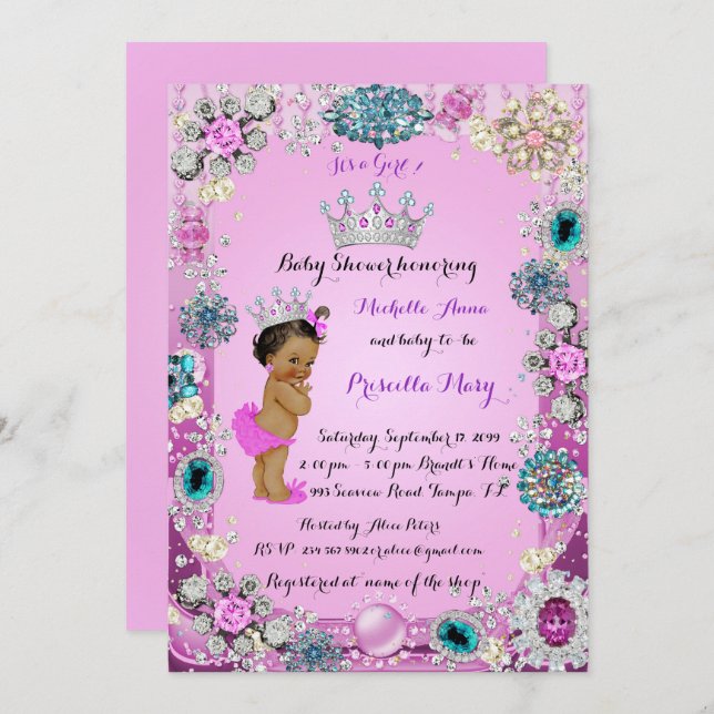 Ethnic Princess Baby Shower Invitation, Princess. Invitation (Front/Back)