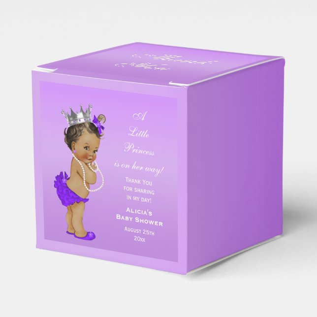 Ethnic Princess Baby Shower Lavender Favour Box (Front Side)