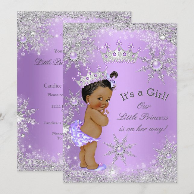 Ethnic Princess Baby Shower Lavender Wonderland Invitation (Front/Back)