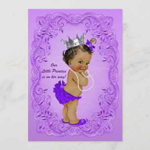 Ethnic Princess Baby Shower Ornate Purple Frame Invitation