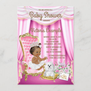 Ethnic Princess Baby Shower Pink Chair Invitation