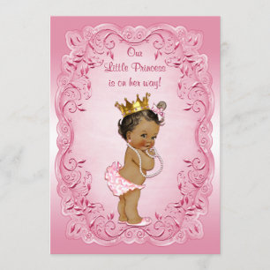 Ethnic Princess Baby Shower Pink Fancy Frame Invitation
