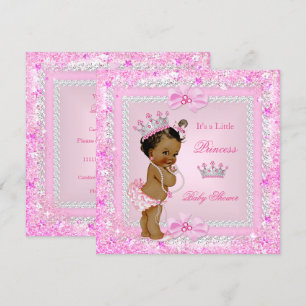 Ethnic Princess Baby Shower Pink Glitter Tiara Invitation