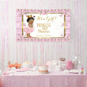 Ethnic Princess Baby Shower Pink Gold Tutu Banner