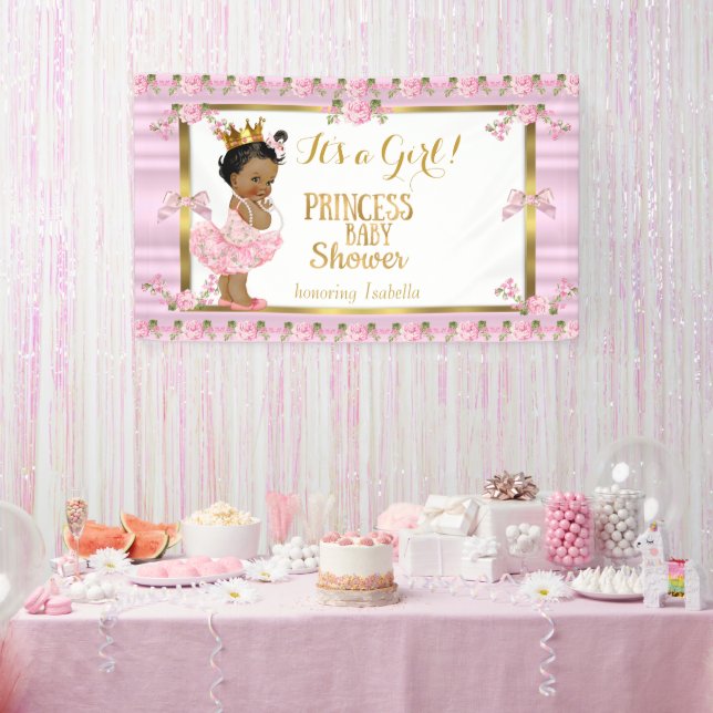 Ethnic Princess Baby Shower Pink Gold Tutu Banner (Party)