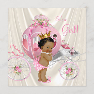 Ethnic Princess Baby Shower Pink Ivory Pearl Invitation