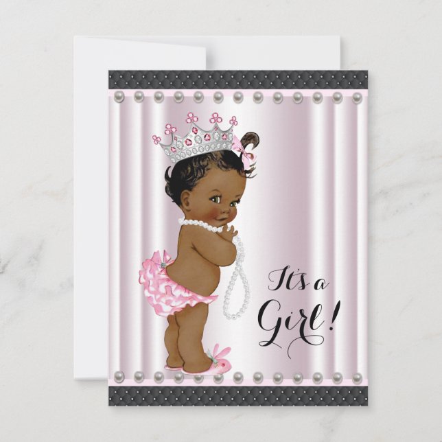 Ethnic Princess Baby Shower Pink Pearl Invitation (Front)