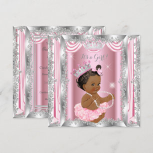 Ethnic Princess Baby Shower Pink Silver Ballerina Invitation