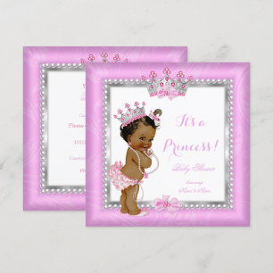 Ethnic Princess Baby Shower Pink Silver Pearl Invitation