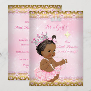 Ethnic Princess Baby Shower Pink Tutu Gold Tiara A Invitation