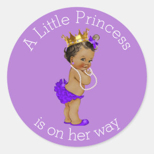 Ethnic Princess Baby Shower Purple Classic Round Sticker