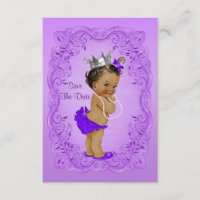 Ethnic Princess Baby Shower Save The Date Purple