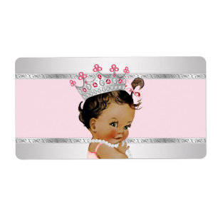 Ethnic Princess Baby Shower Water Bottle Label