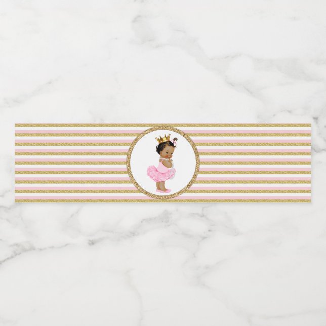 Ethnic Princess Baby Shower Water Bottle Labels (Single Label)