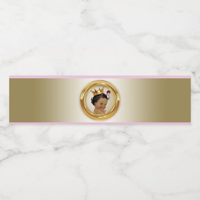 Ethnic Princess Baby Shower Water Bottle Labels (Single Label)