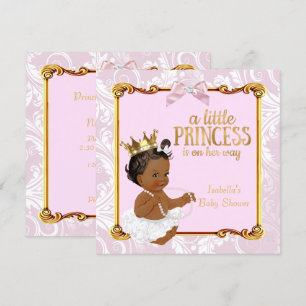 Ethnic Princess Baby Shower White Pink Gold Invitation