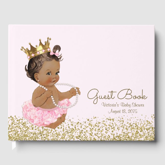 Ethnic Princess Ballerina Baby Shower Guest Book (Front)