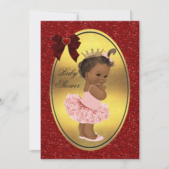 Ethnic Princess Ballerina Fake Gold Foil Glitter Invitation (Front)